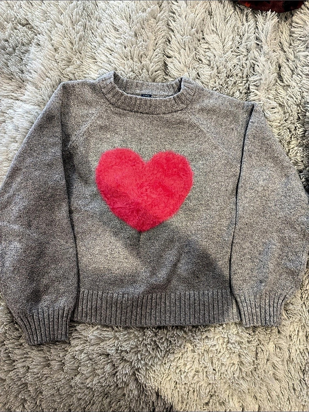 Old Navy Girls Large Gray Pink Heart Sweater